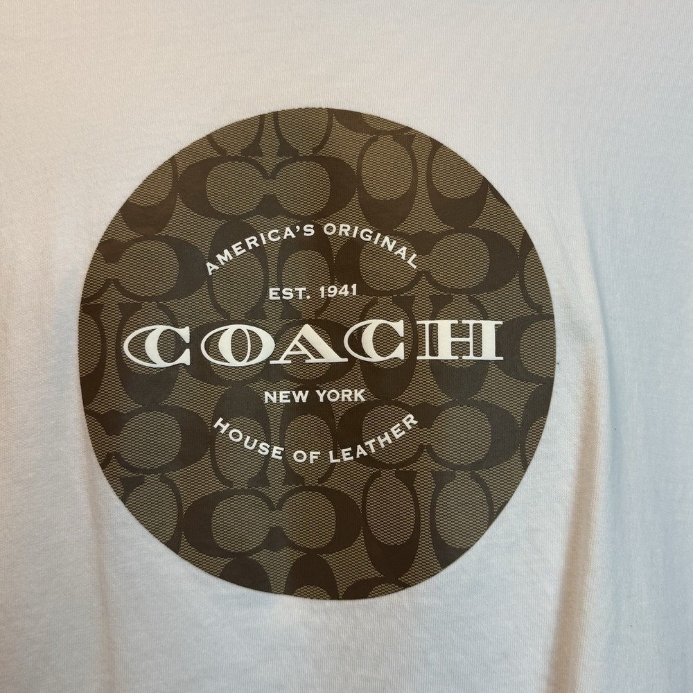 Coach Men's T-Shirt 2XL White Signature Logo Short Sleeve 100% Cotton - Picture 3 of 13
